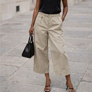 Lauren Ralph Lauren Wide Leg Cropped Pants Women’s 12 Khaki Casual Vacation